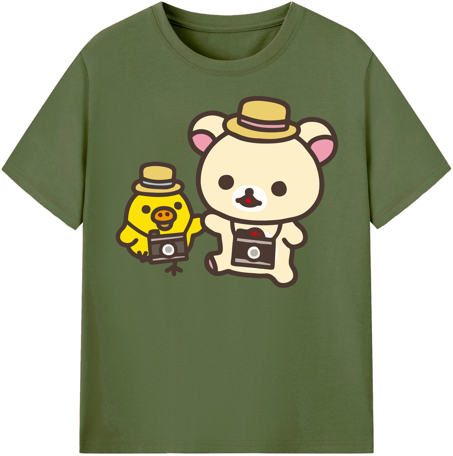 （画像用） リラックマ リラックマ キイロイトリ Rilakkuma Korilakkuma Kiiroitori 綿100％半袖Tシャツ（フロントプリント）